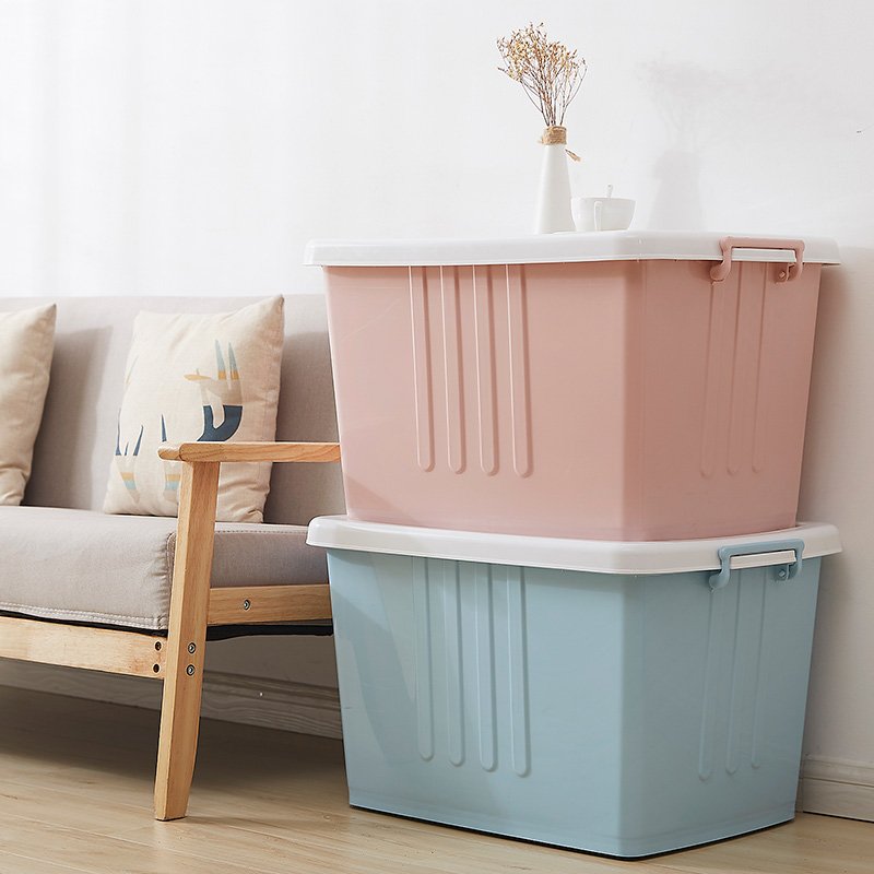 2021 hot design colorful multipurpose plastic large storage bin home plastic storage box with lid