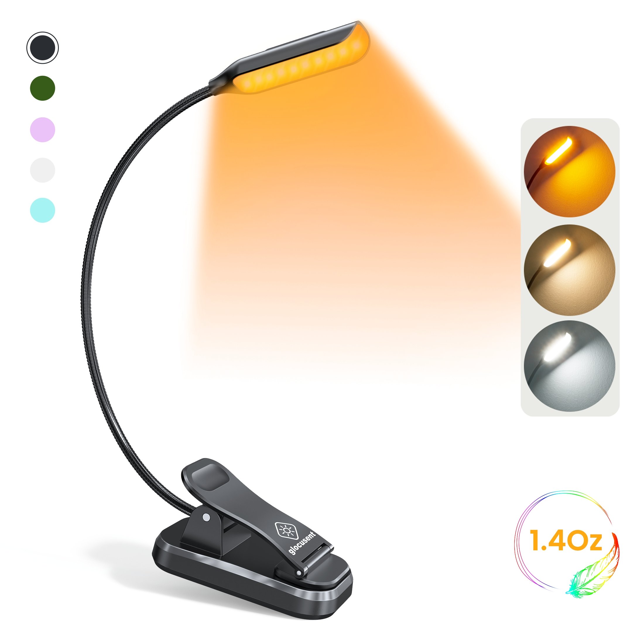Glocusent Mini Usb Rechargeable Clip On Book Lighting Lamp Flexible Portable Led Book Reading Light For Book