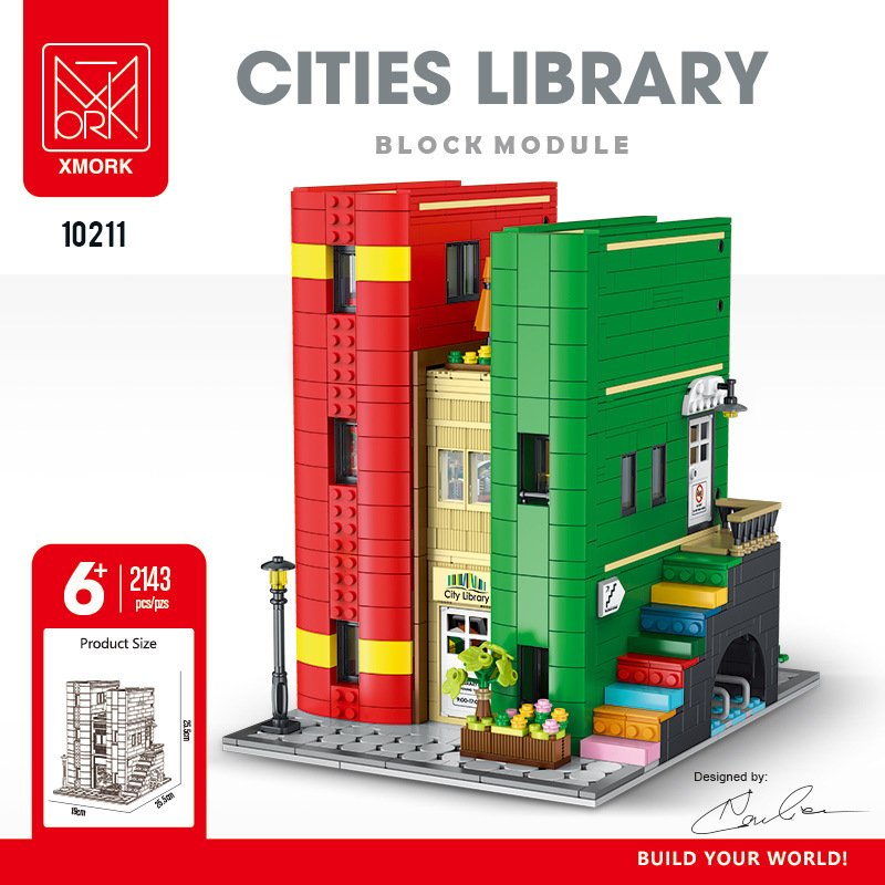 Book Library City Street View MOC Building Blocks Cada C66007 Coffee Construction Bricks Sets With Light