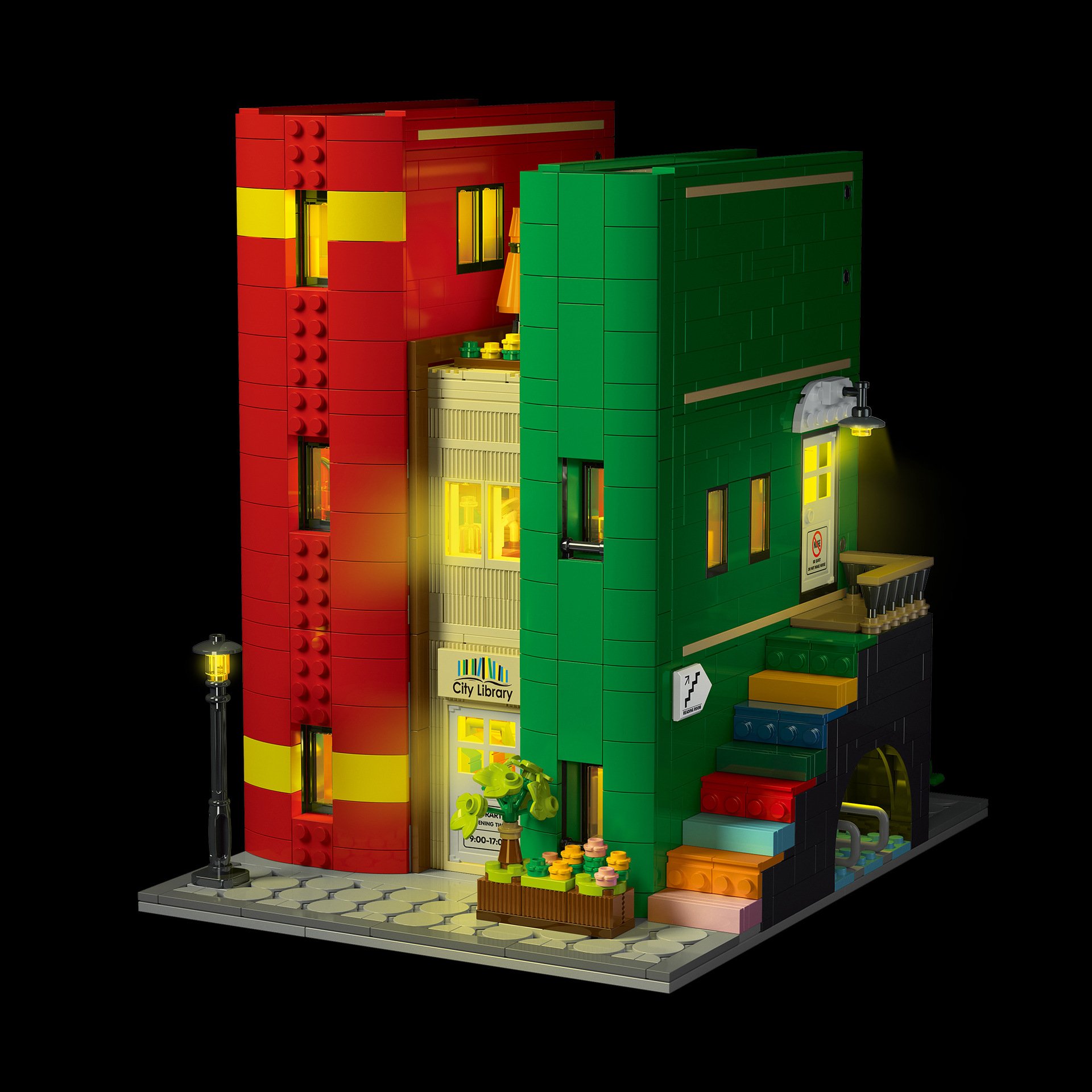 Book Library City Street View MOC Building Blocks Cada C66007 Coffee Construction Bricks Sets With Light