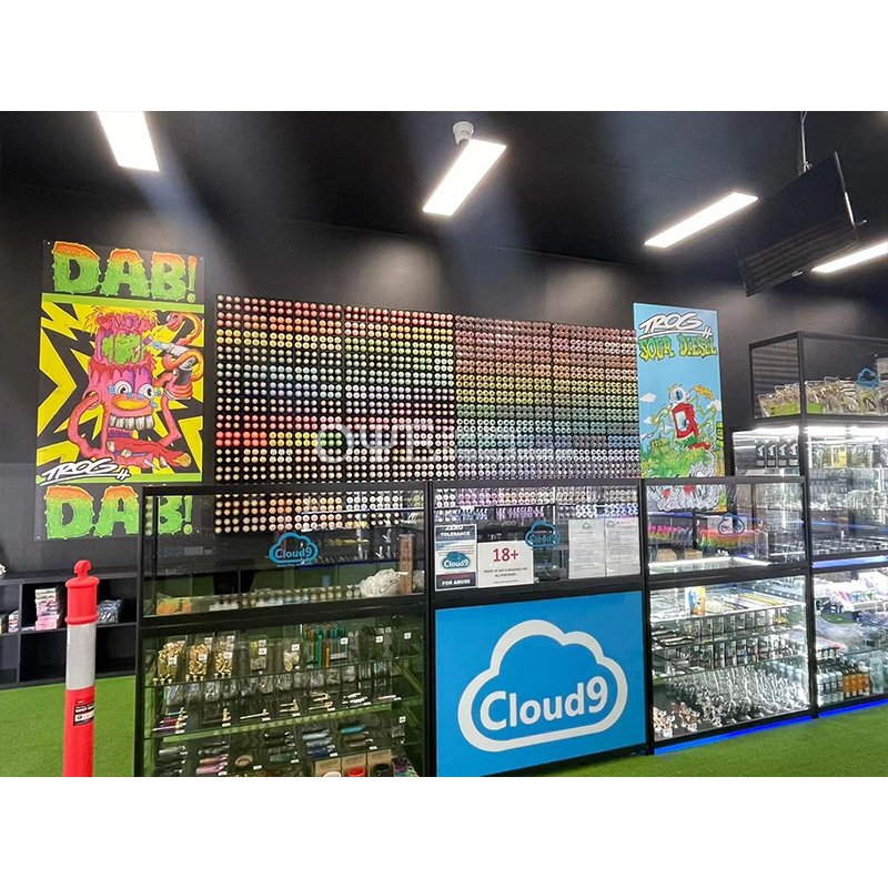 Aluminum Frame Full Vision Glass Showcase Display Cabinet Wholesale Price for Smoke Shop