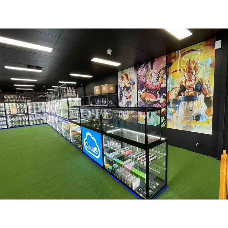 Aluminum Frame Full Vision Glass Showcase Display Cabinet Wholesale Price for Smoke Shop