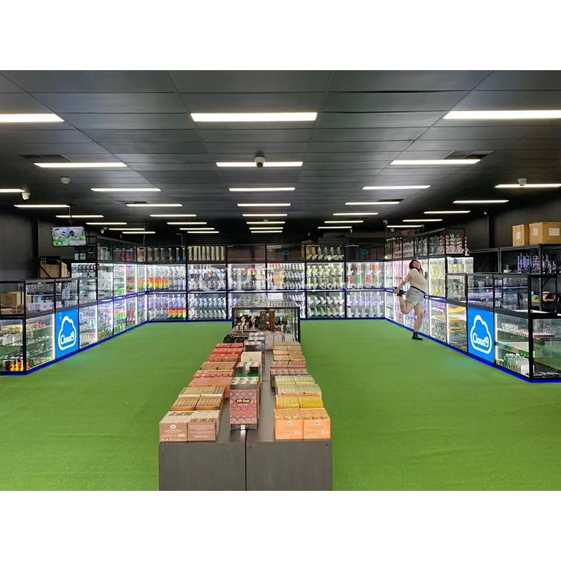 Aluminum Frame Full Vision Glass Showcase Display Cabinet Wholesale Price for Smoke Shop