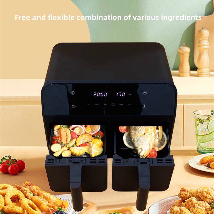 Household Double Airfryers Multi Function Electric Smart Dual Basket 9L Freidora De Aire Digital Oven Air Fryer