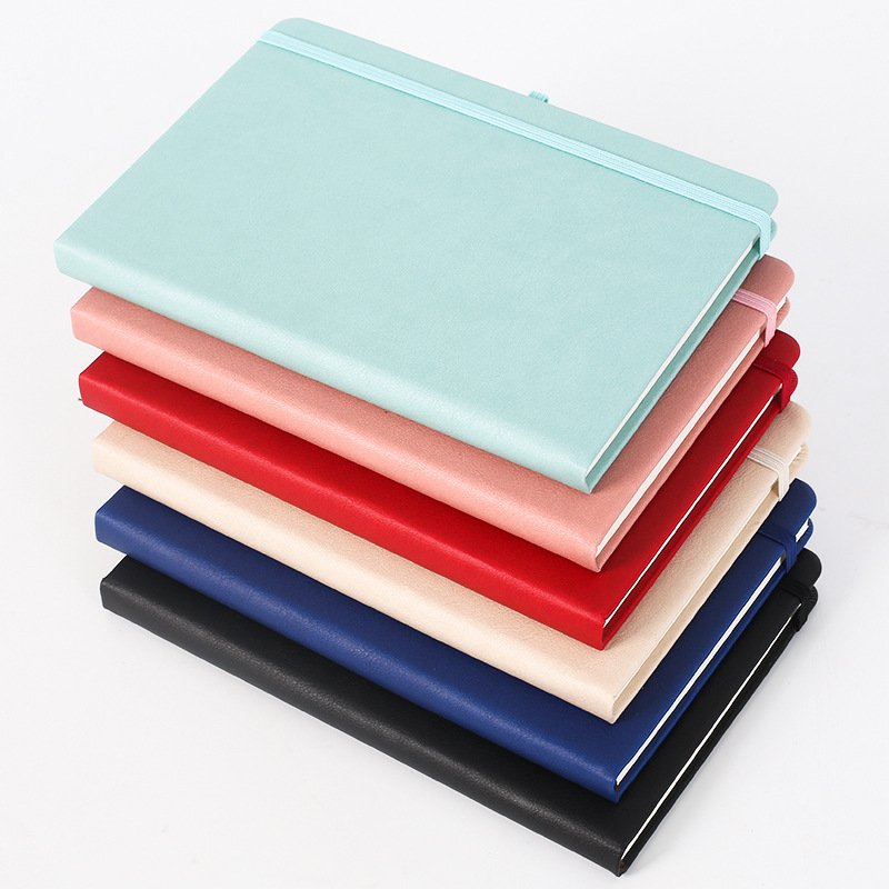 Hardcover Diary Custom Logo Journal Book Printing A5 Leather Notebook With Elastic Band