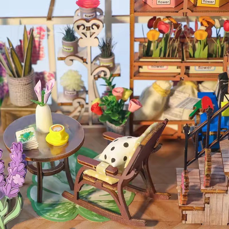 Hot Sale Garden House Wooden 3D Book Nook Kit Puzzle DIY Book Nook with LED Light