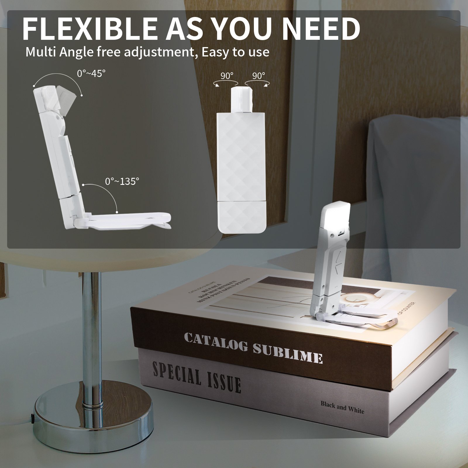 Portable LED Reading Night Light Mini Clip Book Lamp Outdoor Emergency Camping Hiking Biking Fishing Light
