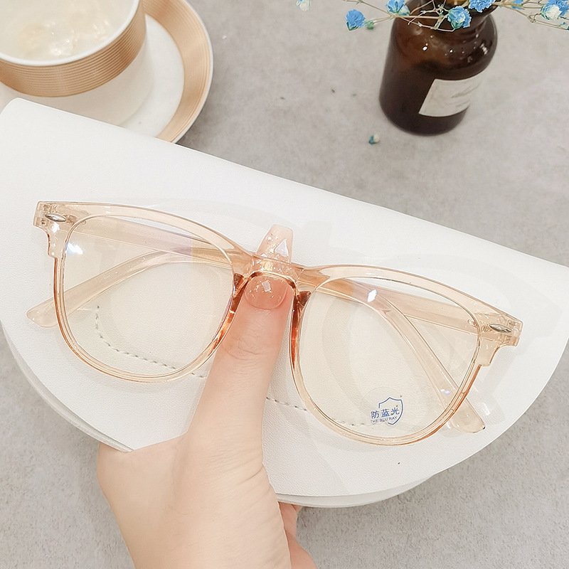 2024 New Internet Celebrity Same Style Myopia Glasses Retro Rice Nail Anti Blue Light Eyewear/GlassesTransparent Color Eyeframe