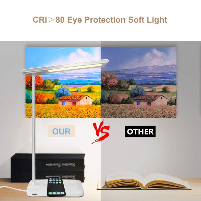flexible folding 10 level dimming Children eye care children kids led table book study reading desk lamp with wireless charger