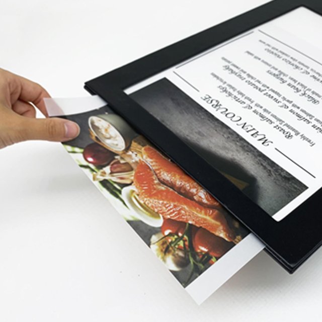 One page illuminated Led menus 1 light view card leather holder light up display menu board