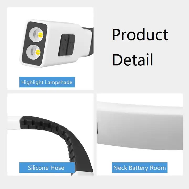 Handsfree Book Light Foldable LED Type-C Rechargeable Neck Reading Lamp Flexible Hanging 3 Modes Eye Care Lights