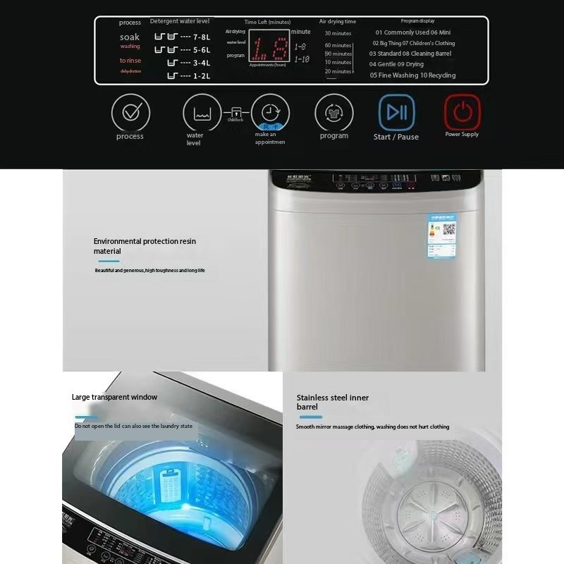 12kg ultra-large capacity washing machine integrated intelligent booking home lazy blue air dry washing and drying machine