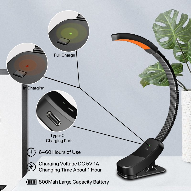 3 color Changer Mini Portable Eye Protect Clip Book Light LED Night Reading Light Adjustable Arm Reading Light With Battery