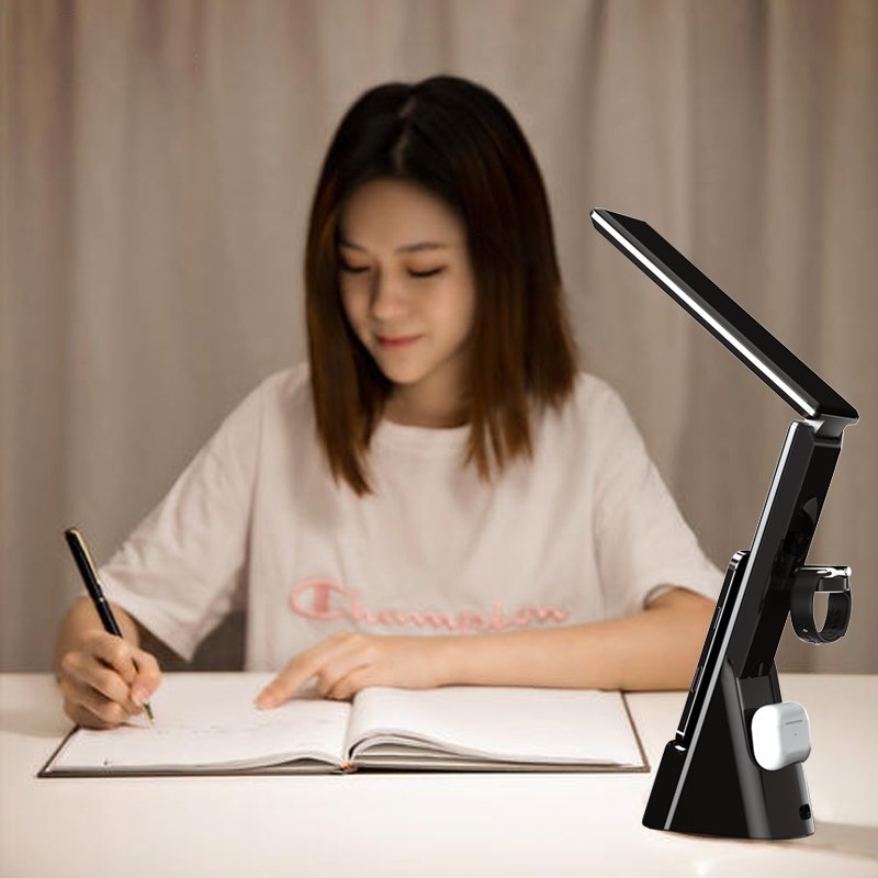 Shenzhen Avalen Factory 3 in 1 wireless charger clock alarm folder touch control desk reading light for book