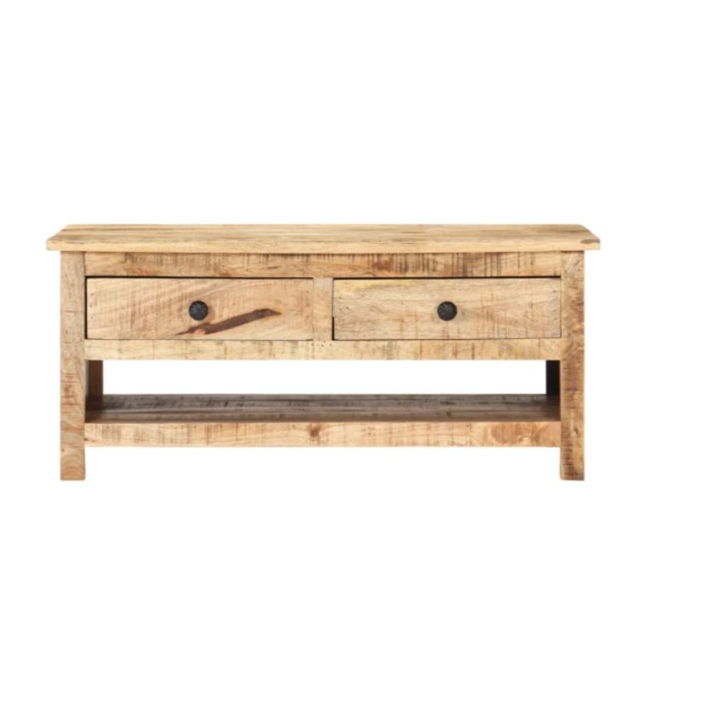 Hot sale new design Modern coffee tables With 2 Drawers And Shelf With Rough Finish Solid Mango Wood For Living Room Use