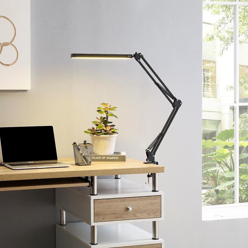 3 Color Modes Light Long Arm Table Lamp Led Flexible Timing Touch Dimming Desk Lamp Clip Book light For Reading Bedroom