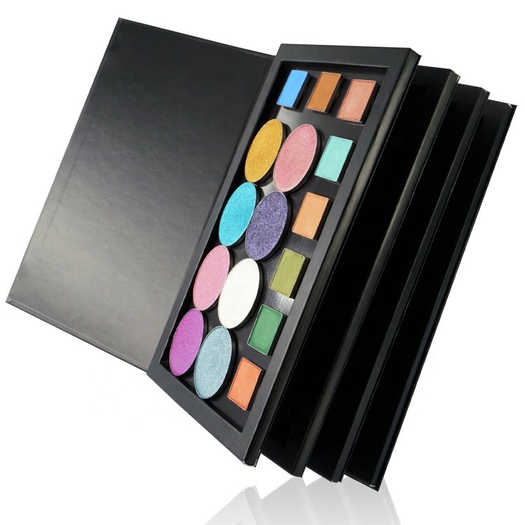 4 layers new design custom printed empty cardboard magnetic book eyes shadow palette