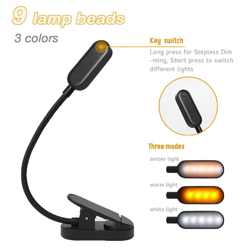USB Charging LED Desk Lamp Small Mini Clip-on Eye Protection Book Light Student Reading Light