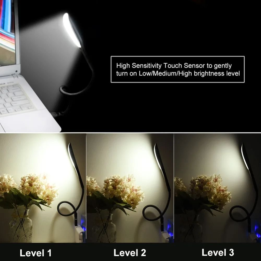 Flexible USB Touch Sensor Night Light Portable LED Lights Notebook Laptops Keyboard Computer Reading Table Lamp Lighting