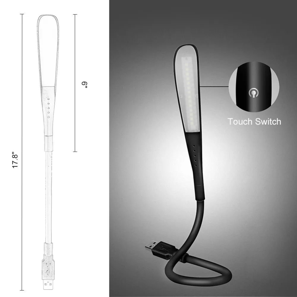 Flexible USB Touch Sensor Night Light Portable LED Lights Notebook Laptops Keyboard Computer Reading Table Lamp Lighting