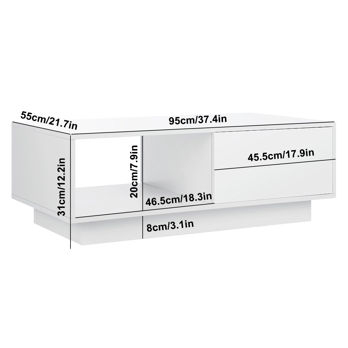 2022simple high gloss Central end Coffee Table with 4 drawer and LED light for Living Room furniture