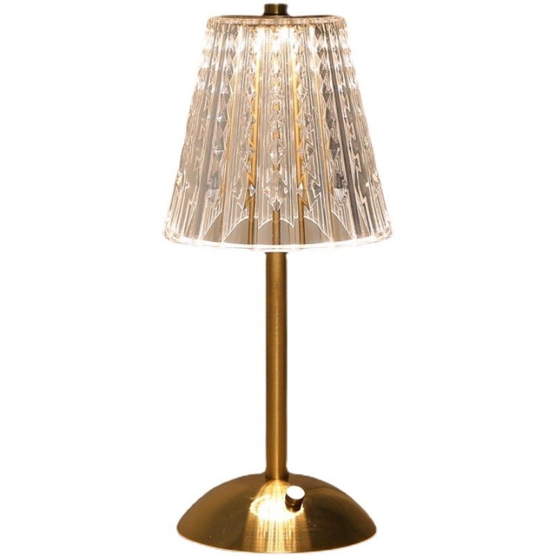 Nordic Crystal Rechargeable Table Lamp LED Bar Light Touch Dimmable Golden Desk Lamp Living Room Bedroom Hotel Bedside Lamp