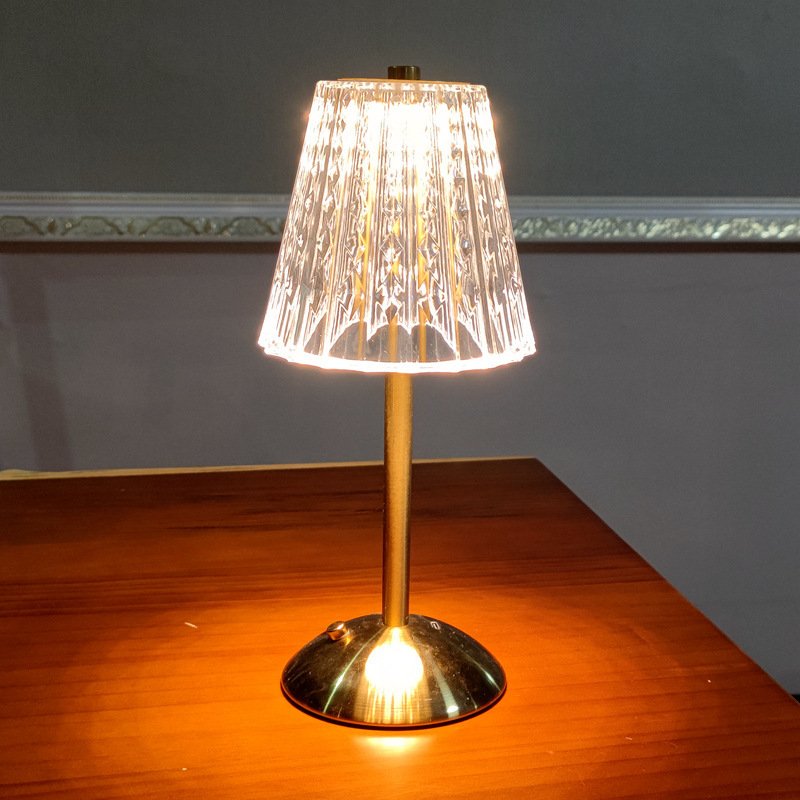 Nordic Crystal Rechargeable Table Lamp LED Bar Light Touch Dimmable Golden Desk Lamp Living Room Bedroom Hotel Bedside Lamp