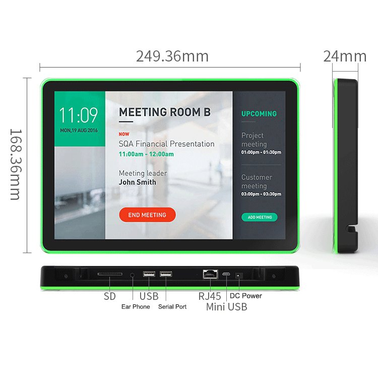 Conference Meeting Room 10.1'' Tablet Capacitive Touch Screen Wall Mount Poe Android Tablet With Led Light Bar
