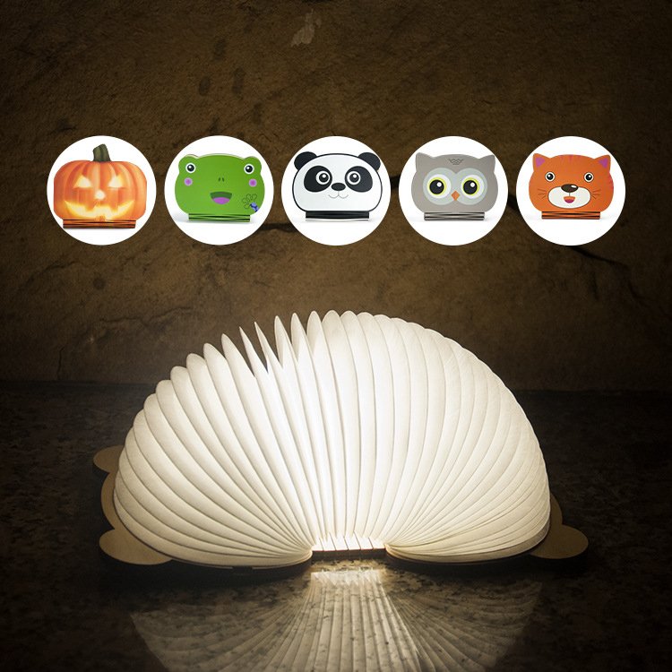 Colorful USB Night Light Portable Animal pattern Kids Sleeping Book Lamp Cartoon Folding Book Light