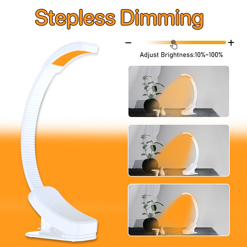 LED USB Rechargeable Book Light Ultralight Adjustable Clip on Light Book Light