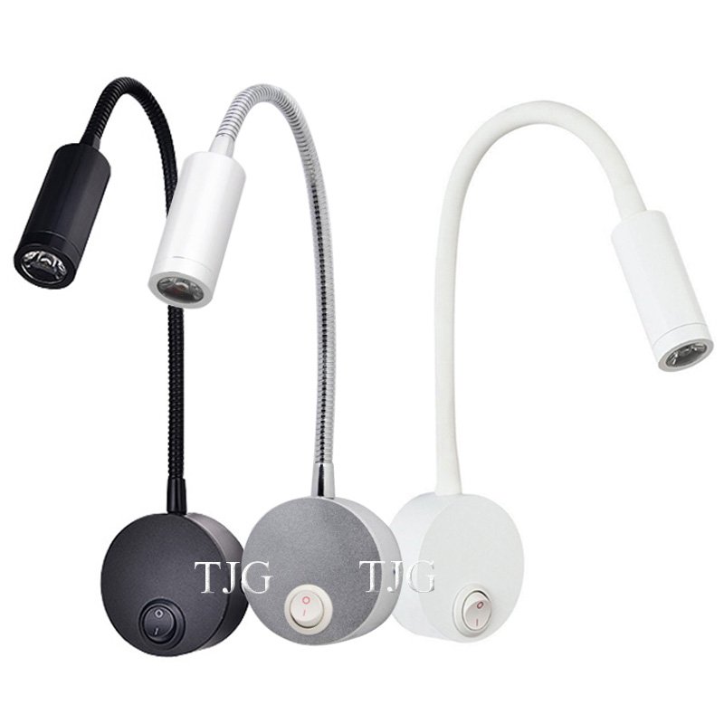 3W LED Hoses Wall Lamp Flexible Home Hotel Bedside Reading Lamp Wall Light Modern Fashion Book Lights USB Charge Port w/ Switch