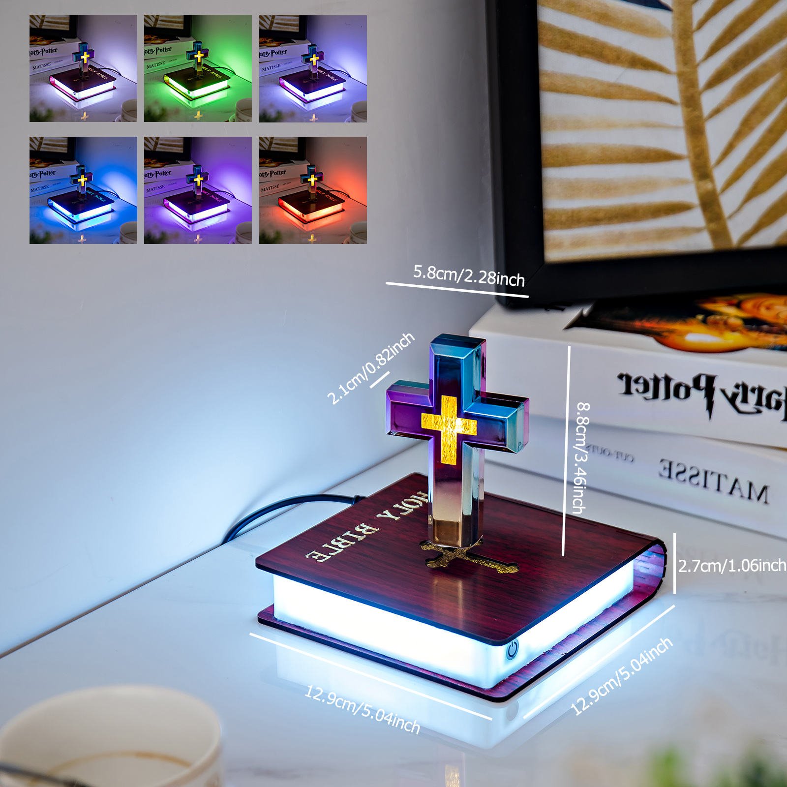 Illuminate LED Light Levitating Floating Cross Lamp Religious Decoration Christian Church Christmas Gift Jesus Holy Bible Family