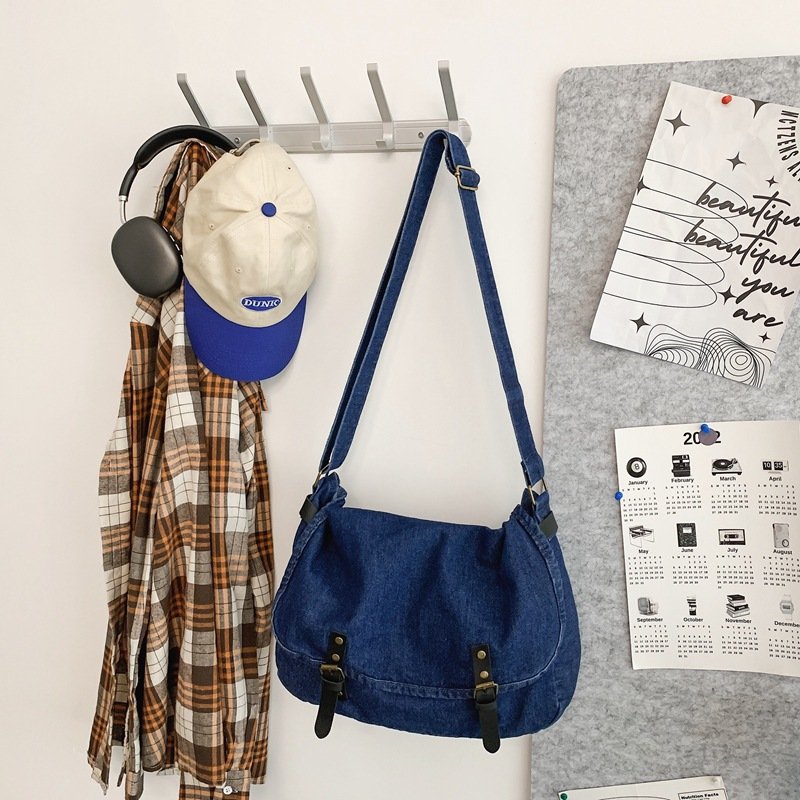 2024 New Fashion Multi Functional Large Capacity Lady Women Street Denim Jeans Canvas Girl Tote Bag Hardware Tote Crossbody Bag