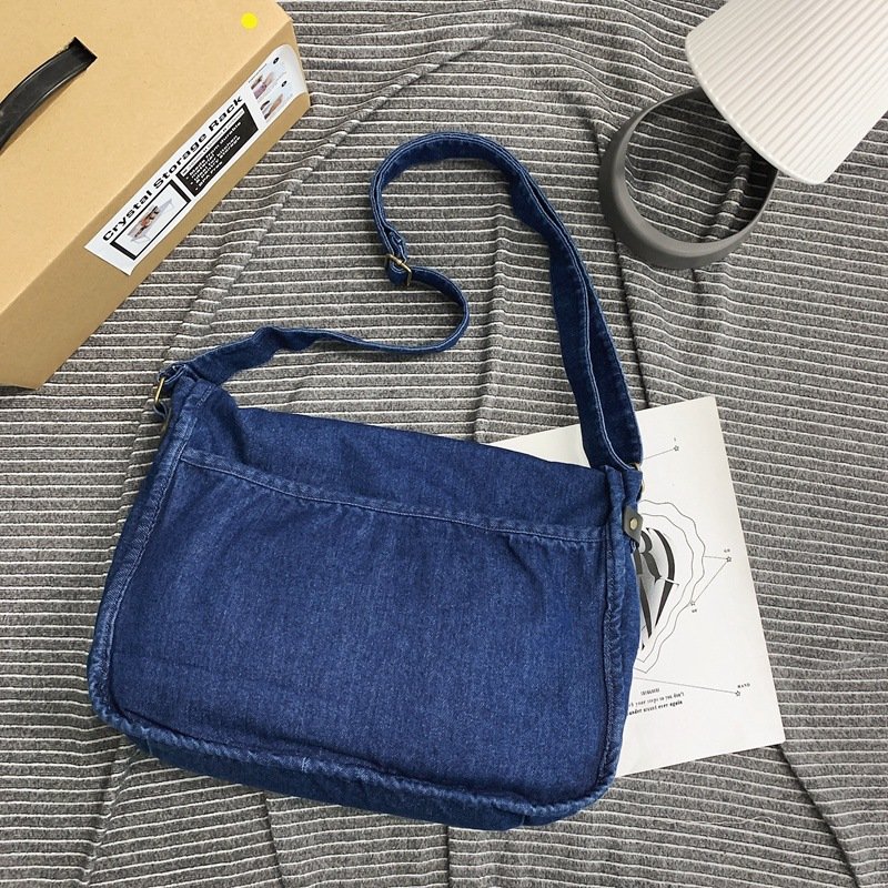 2024 New Fashion Multi Functional Large Capacity Lady Women Street Denim Jeans Canvas Girl Tote Bag Hardware Tote Crossbody Bag