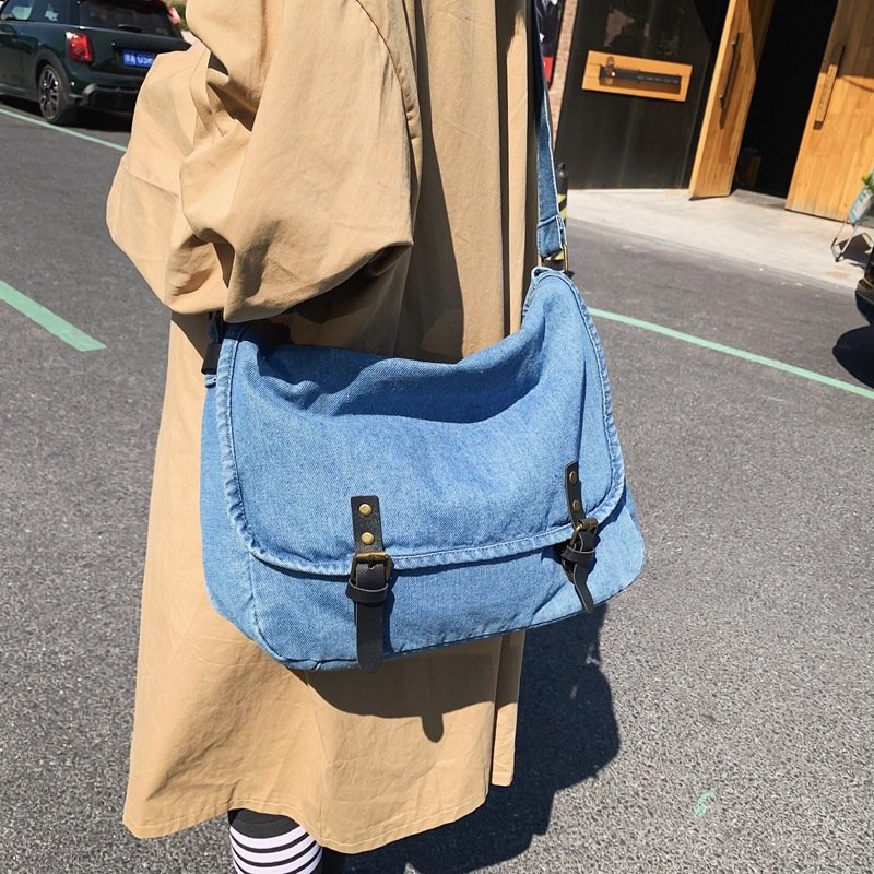 2024 New Fashion Multi Functional Large Capacity Lady Women Street Denim Jeans Canvas Girl Tote Bag Hardware Tote Crossbody Bag
