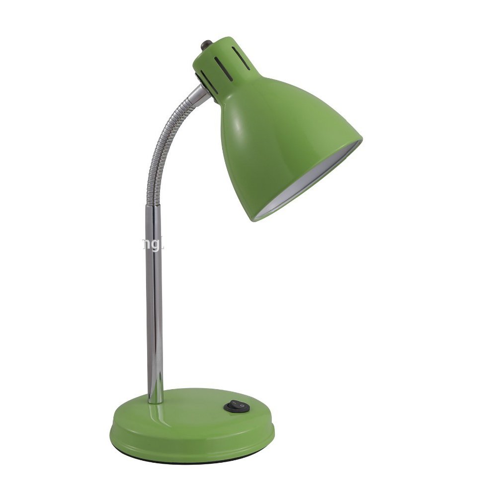 Green Metal Desk Lamp with Flexible Gooseneck Hose Neck Book Lamp Student Reading Lighting E14 Halogen Bulb Light Source