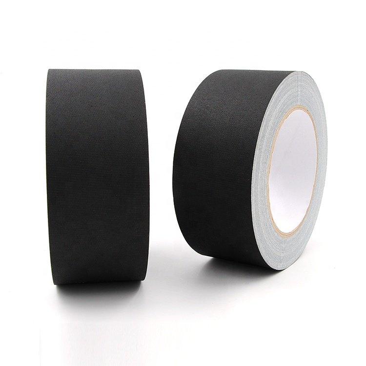 Low price 8mil 210mic 0.21mm hot sale good quality non-reflective black matte finish cloth audio stage gaffers tape for theatre