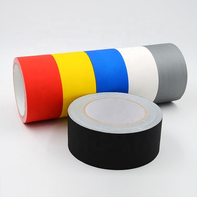 Low price 8mil 210mic 0.21mm hot sale good quality non-reflective black matte finish cloth audio stage gaffers tape for theatre
