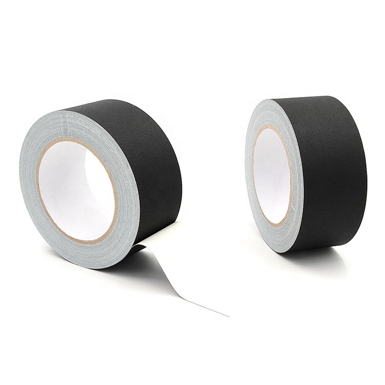 Low price 8mil 210mic 0.21mm hot sale good quality non-reflective black matte finish cloth audio stage gaffers tape for theatre