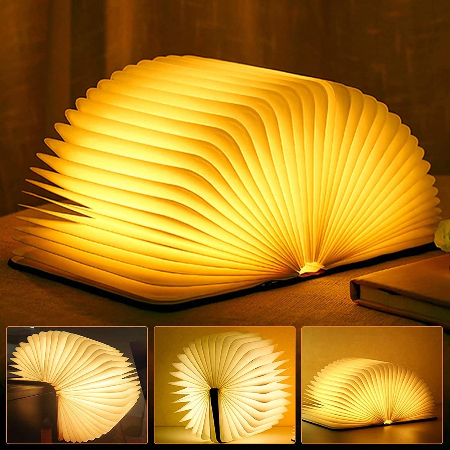 Portable Led Paper Lantern Usb Rechargeable Folding Luminescent Book Shaped Lamp Desk Night Light