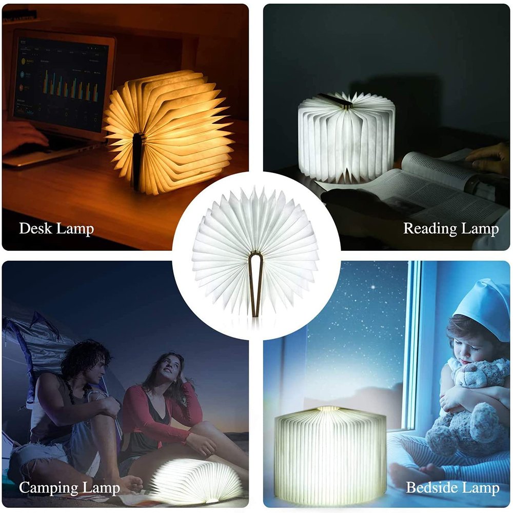 Portable Led Paper Lantern Usb Rechargeable Folding Luminescent Book Shaped Lamp Desk Night Light