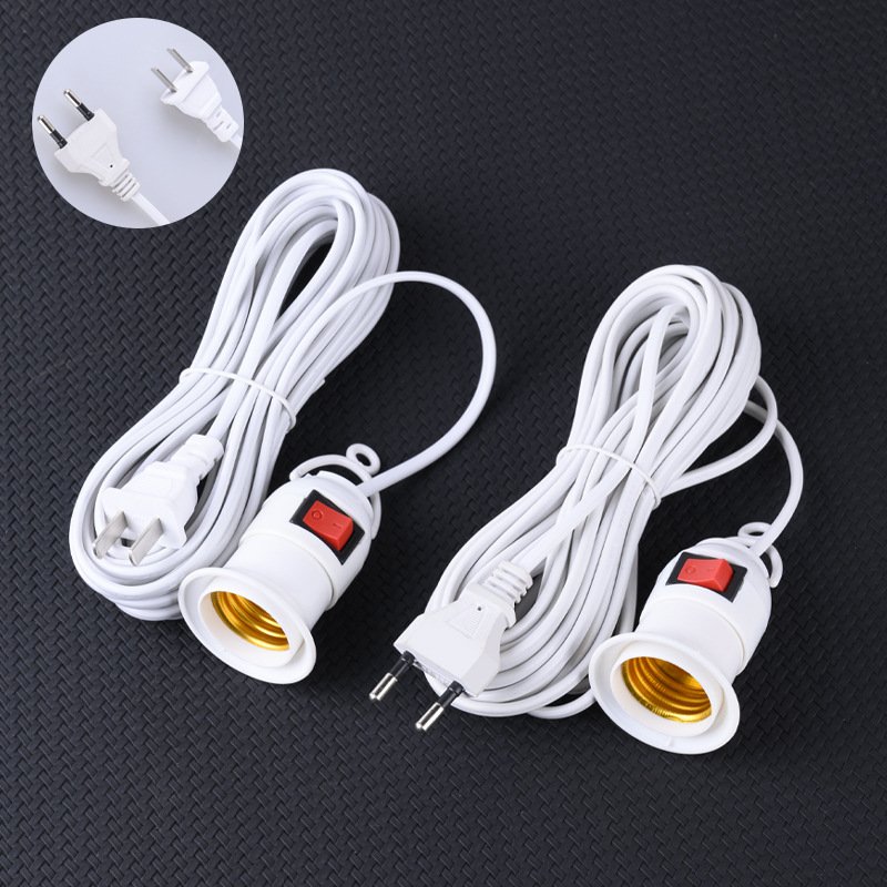 EU/US Plug E27 Lamp Base Wall Flexible Holder Light Socket Converter Bases On/Off 2.3M Book light Adapter Plug Switch