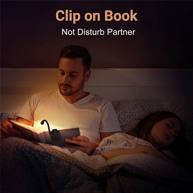 Portable LED Book Lights USB Rechargeable Eye Protection Night Light Mini Clip-On Desk Reading Lamp Travel Bedroom