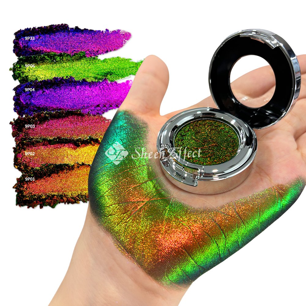 Guangzhou SheenEffect low moq single super pigment duochrome color press powder with your logo book pigmented eyeshadow palette