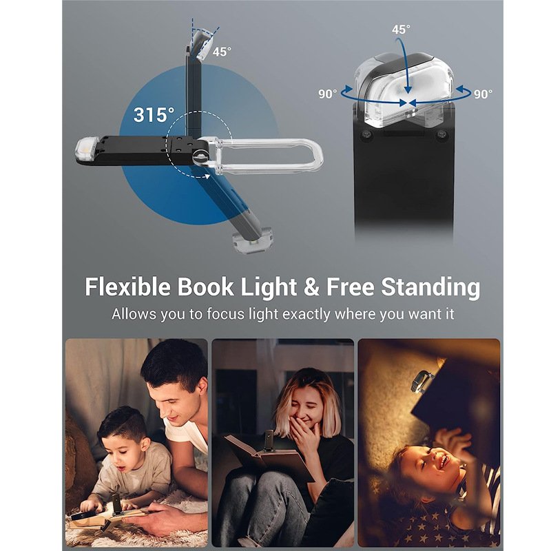 Plastic Button USB Mini Eye Protection Folding Book Clip Light Convenient Portable Simple Reading Light Work Learning Night Lamp