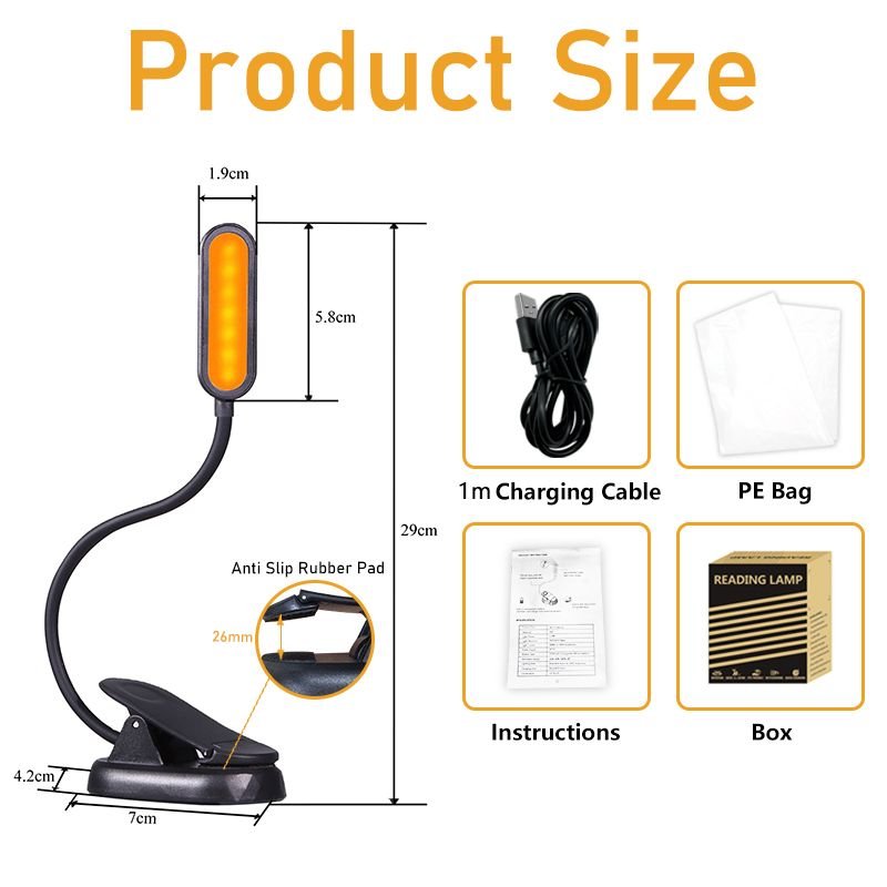 Rechargeable Clip Reading Portable LED mini book lamp