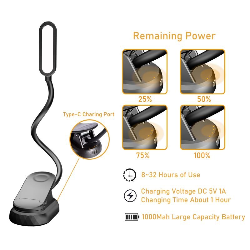Rechargeable Clip Reading Portable LED mini book lamp