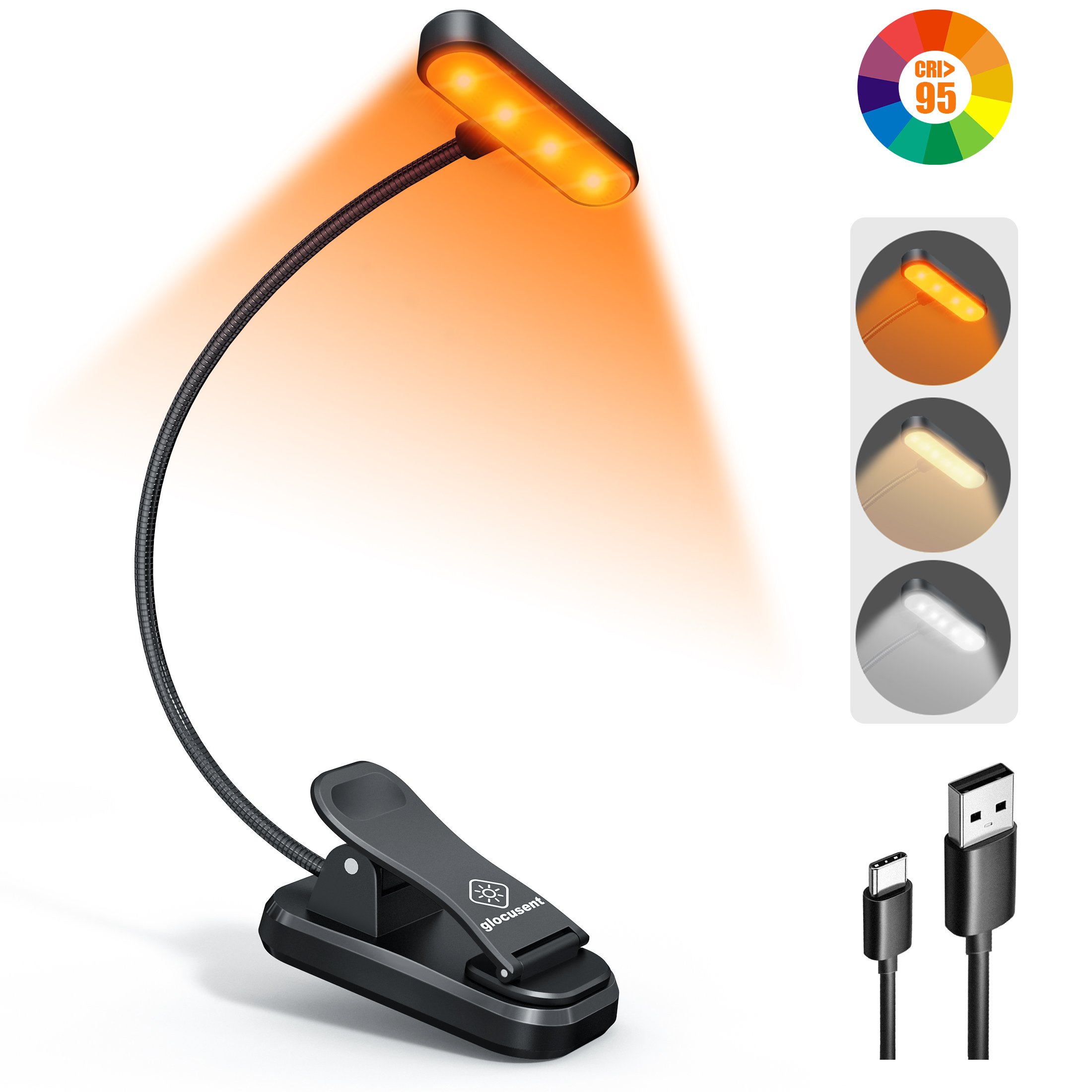Large Area Led Mini Clip On Book Light Rechargeable Dimmable Clip On Bedside Book Reading Lamp Light for Bed Travel