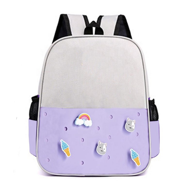 2024 Custom Light Weight Backpacks Cute Girls School Bags Shoes Charm Shoulder Bags Student DIY Kids Book Bag