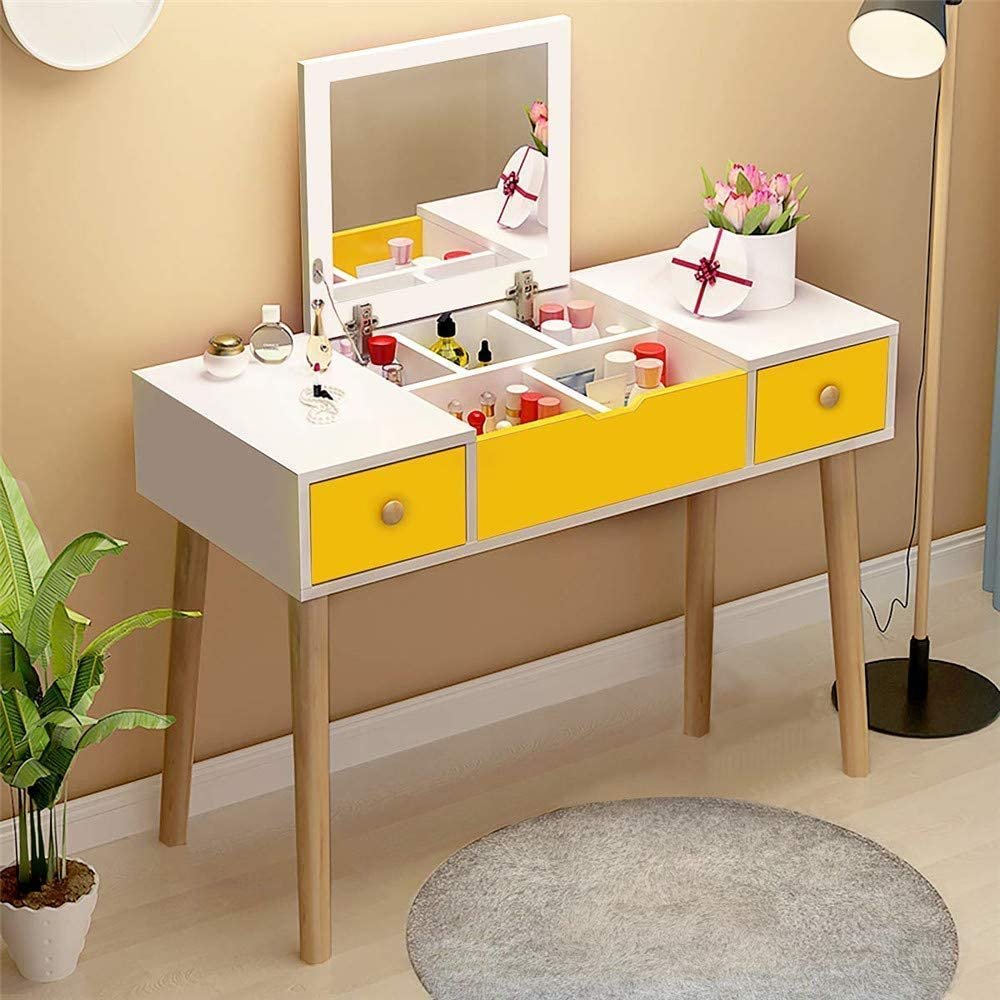 Factory Furniture OEM Modern Luxury European Design Bedroom Furniture MDF Dressing Table with Light Mirror